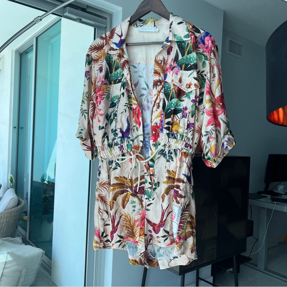 Zimmerman Tropicana Linen Utility Romper S